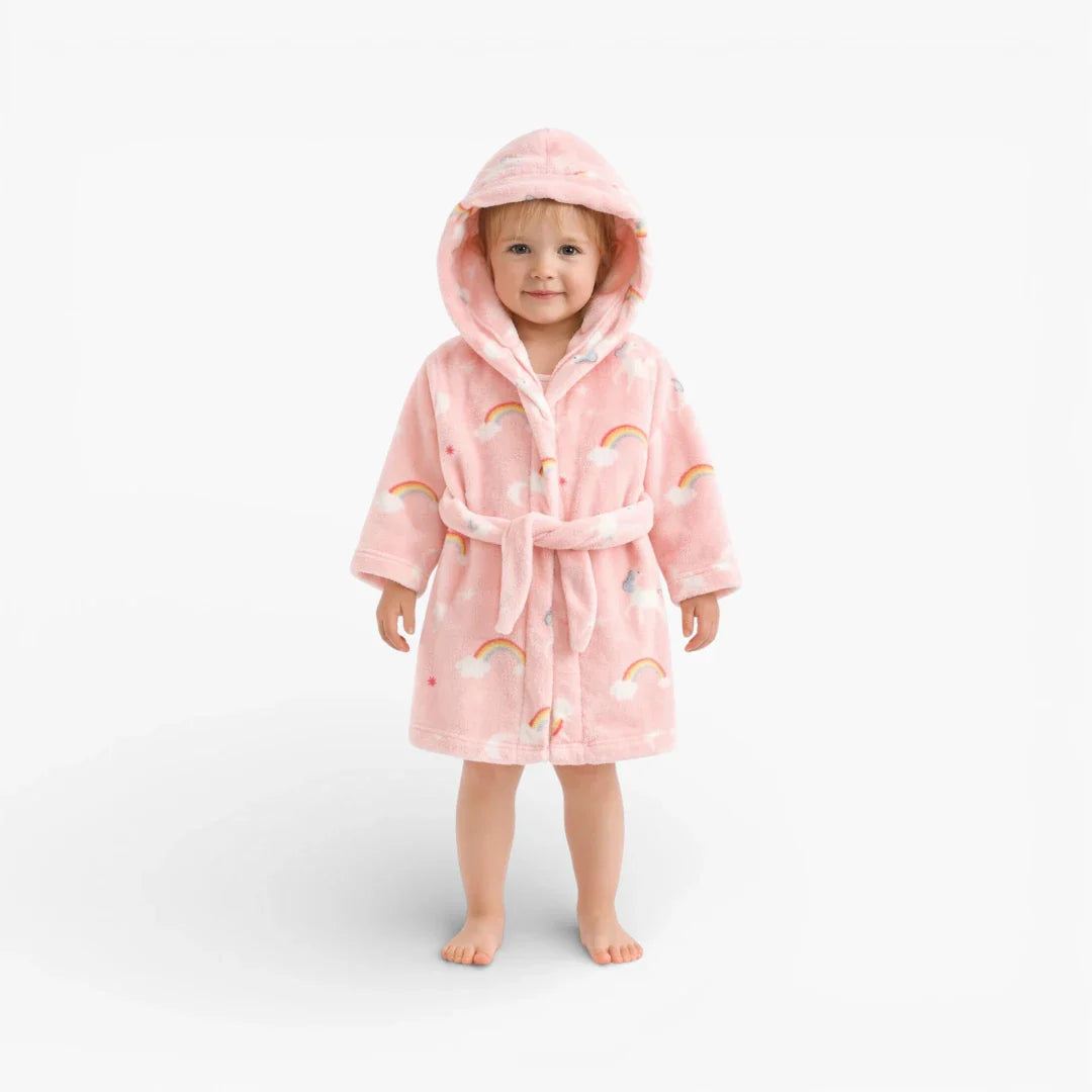 Regenbogenfarbener Fleece-Kinderbademantel