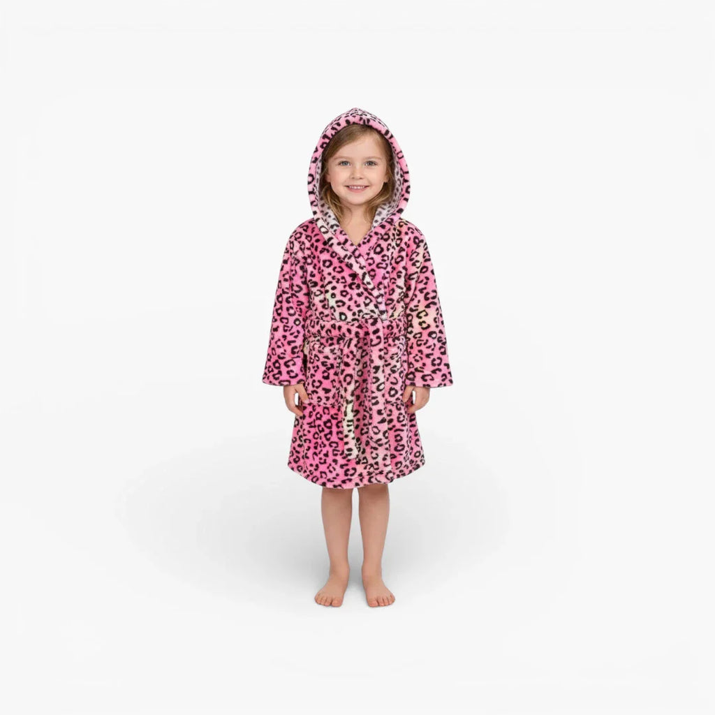 Bademantel mit rosa Leopardenmuster