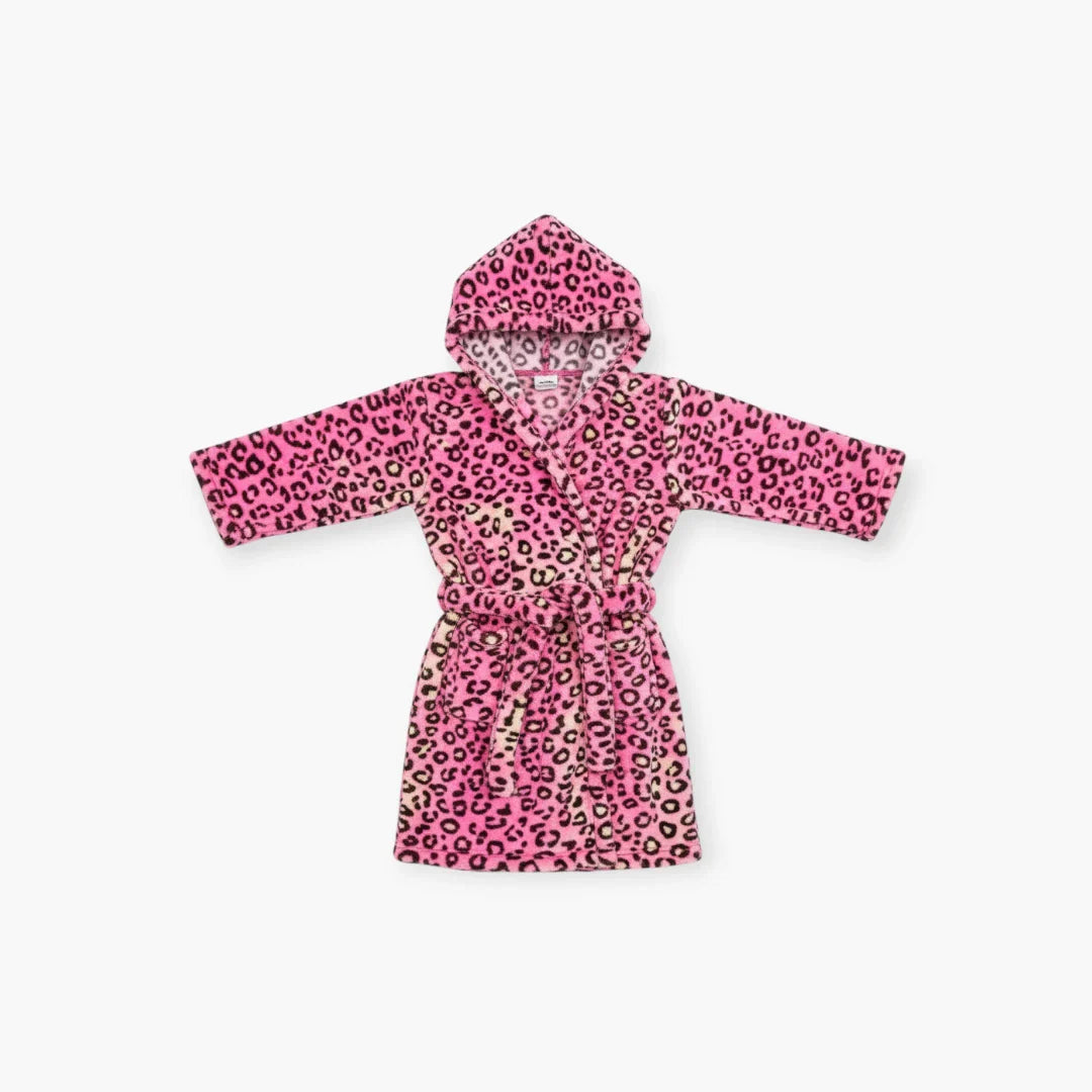 Bademantel mit rosa Leopardenmuster