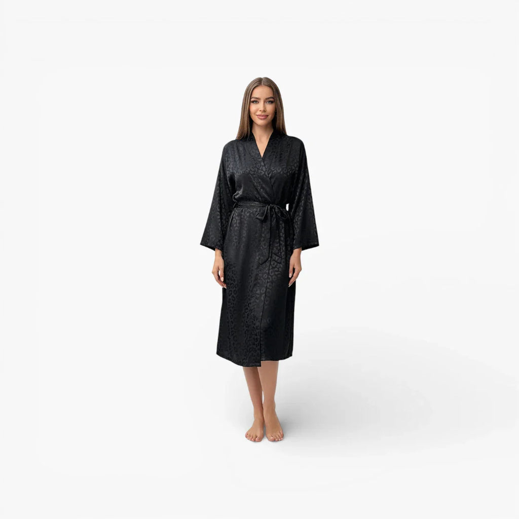 Schwarzer Damen-Bademantel aus Polyester