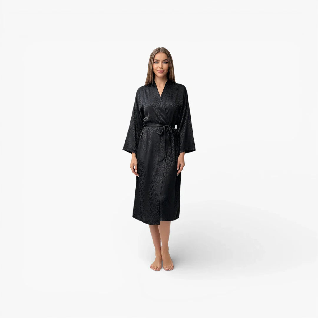 Schwarzer Damen-Bademantel aus Polyester