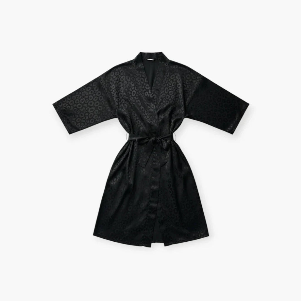 Schwarzer Damen-Bademantel aus Polyester