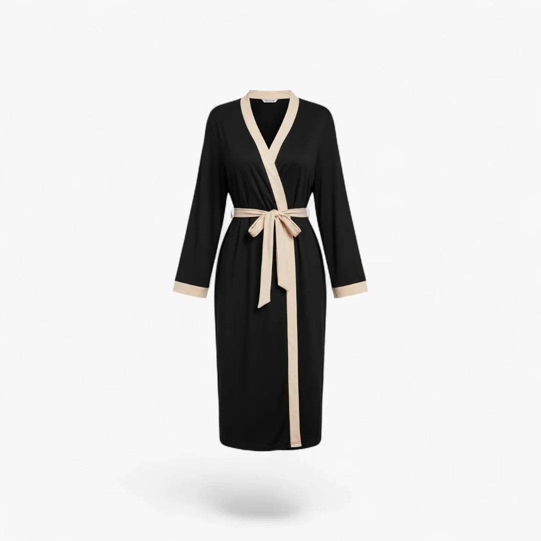 Damen-Fleece-Bademantel Schwarz