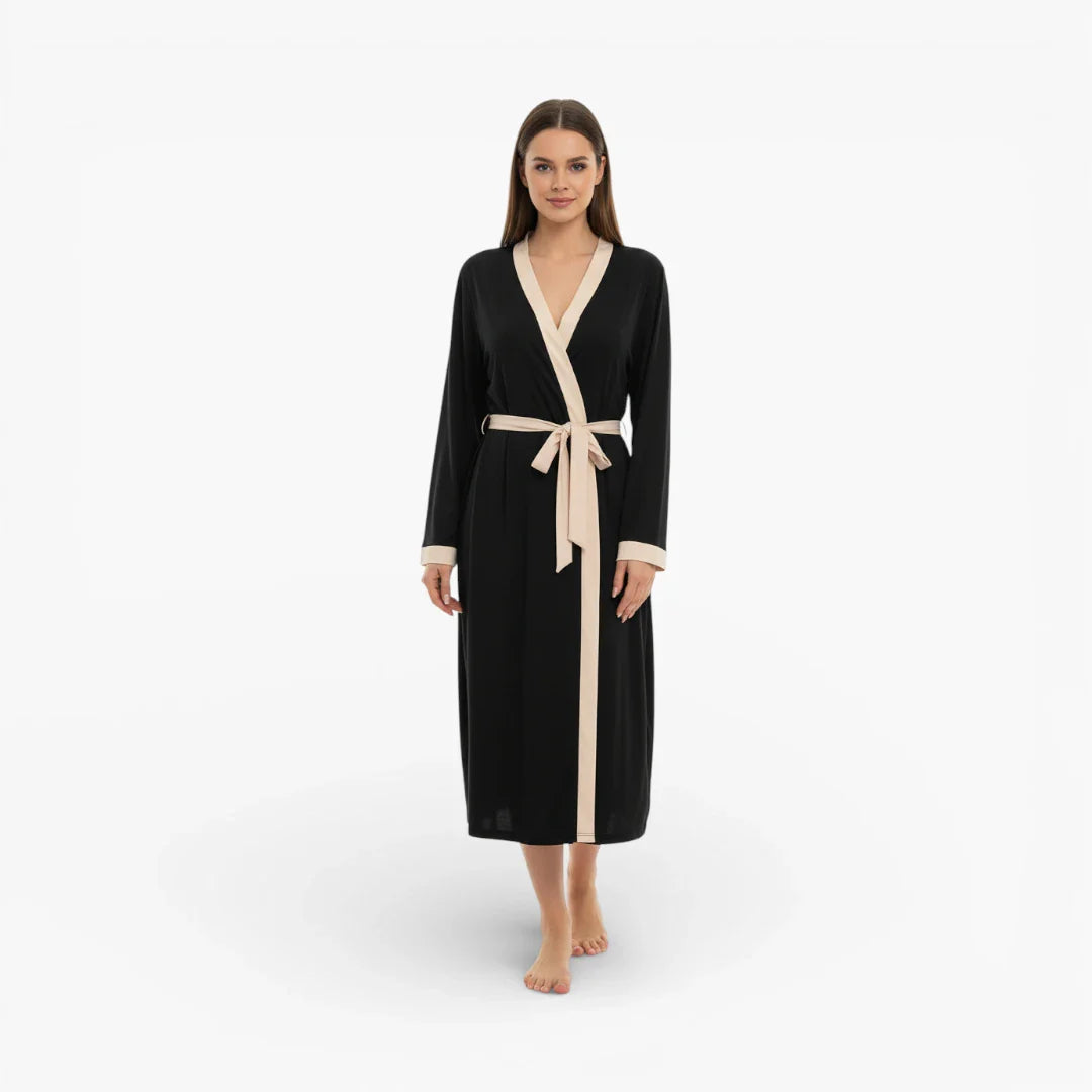 Damen-Fleece-Bademantel Schwarz