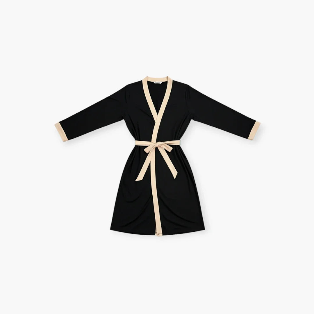 Damen-Fleece-Bademantel Schwarz