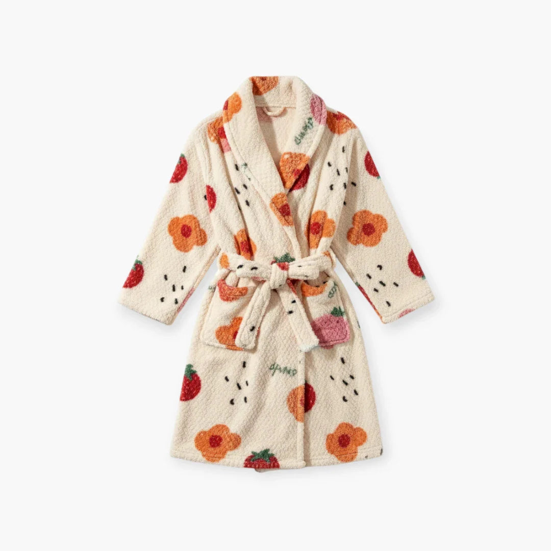 Damen-Fleece-Bademantel in Erdbeerrosa