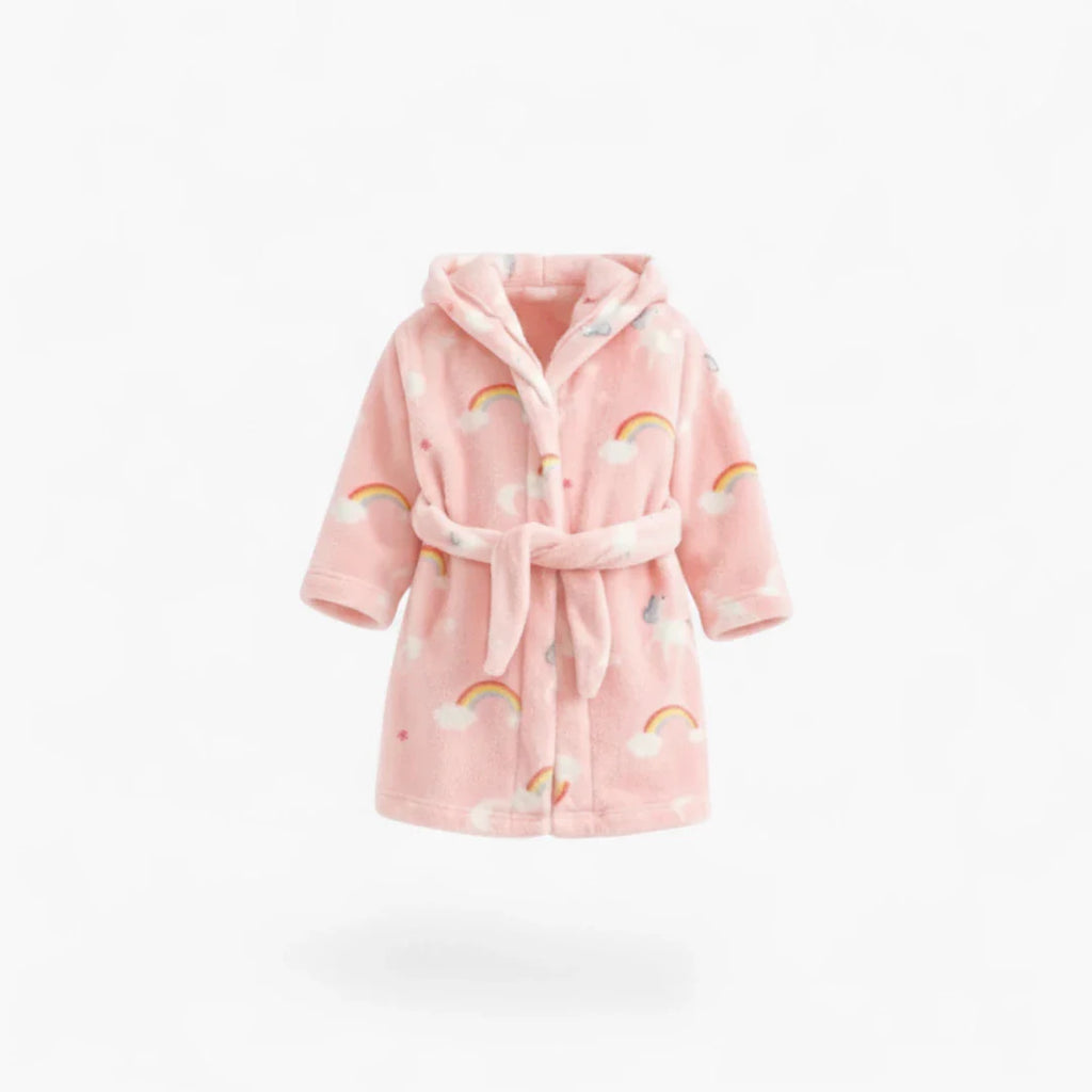 Regenbogenfarbener Fleece-Kinderbademantel