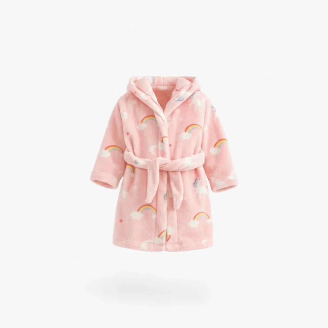 Regenbogenfarbener Fleece-Kinderbademantel