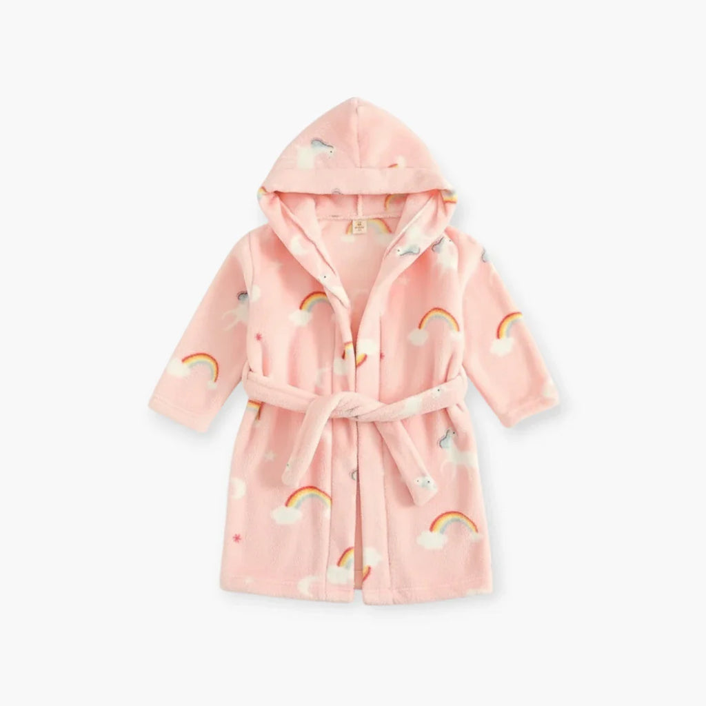 Regenbogenfarbener Fleece-Kinderbademantel
