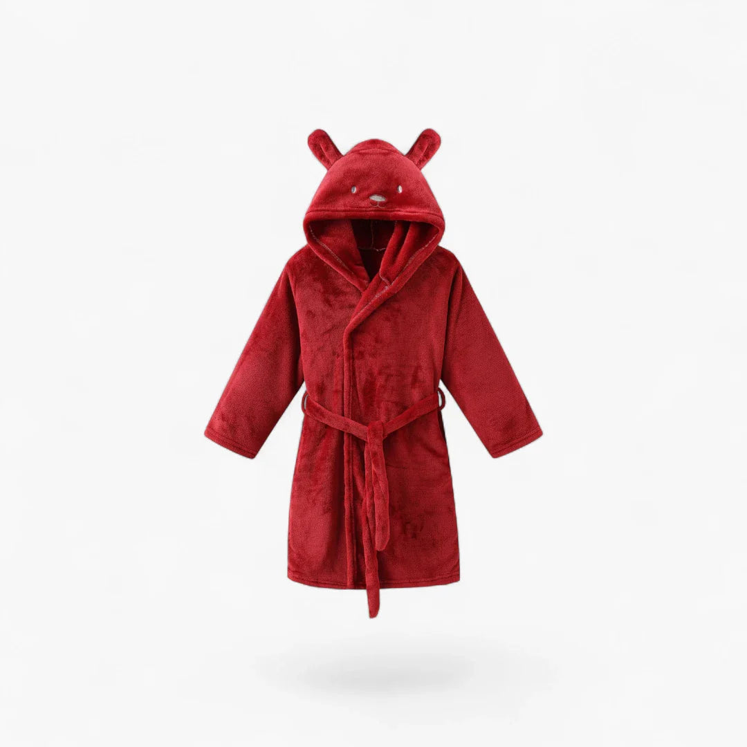 roter Kinderbademantel mit Kapuze