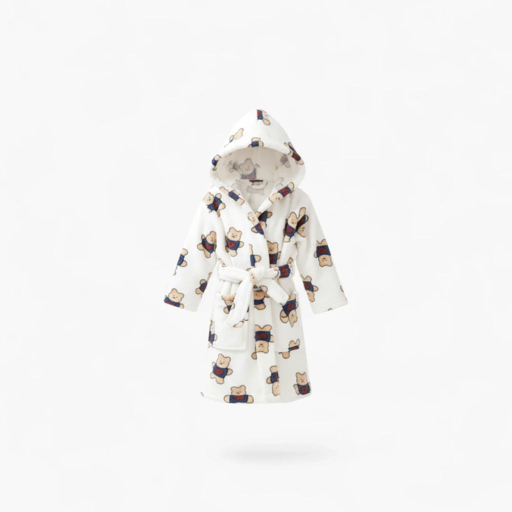 Kinderbademantel mit Kapuze und Bärenmotiv