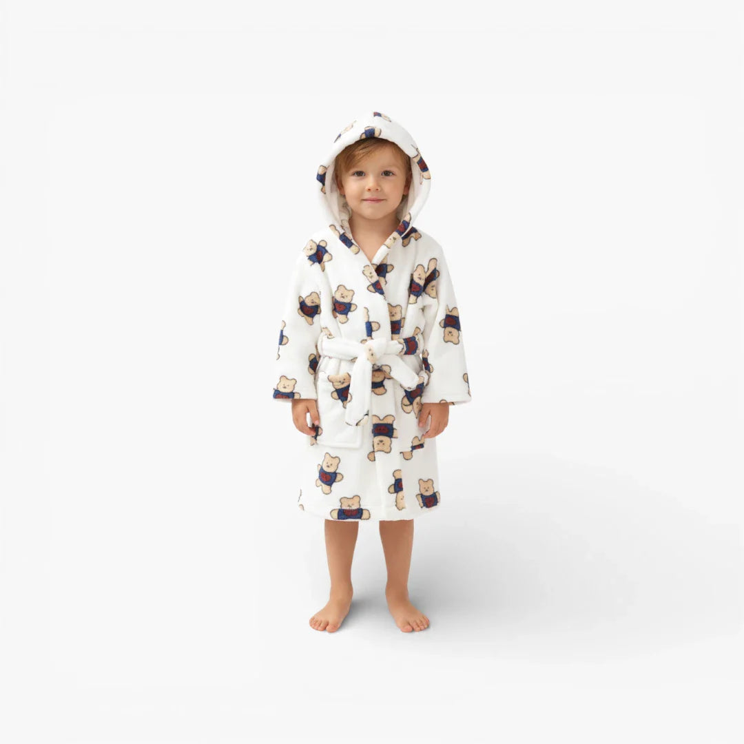 Kinderbademantel mit Kapuze und Bärenmotiv