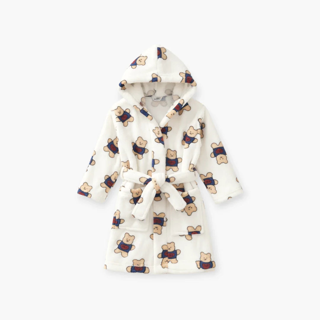 Kinderbademantel mit Kapuze und Bärenmotiv