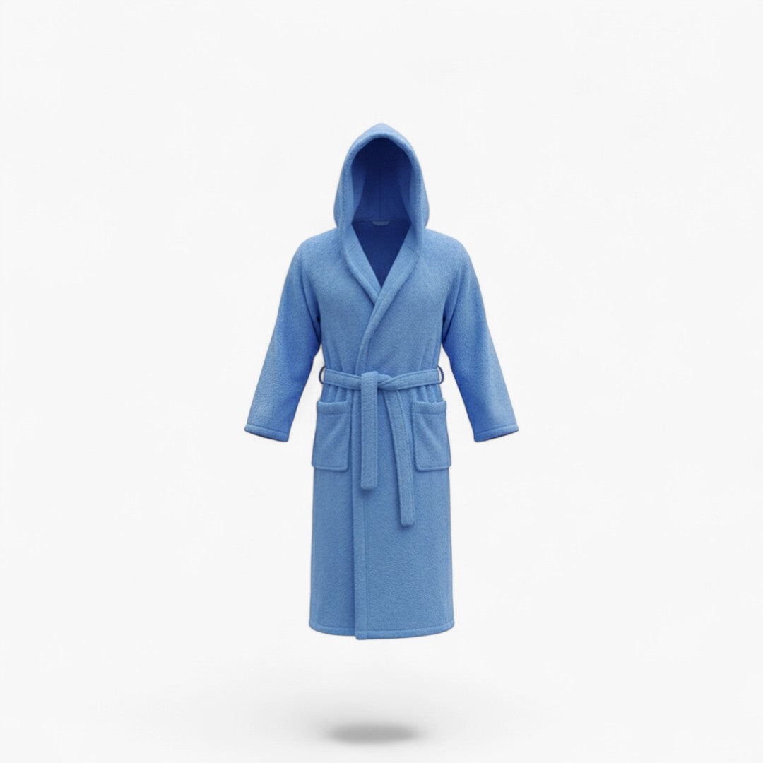Herrenbademantel mit Kapuze aus 100 % Baumwolle