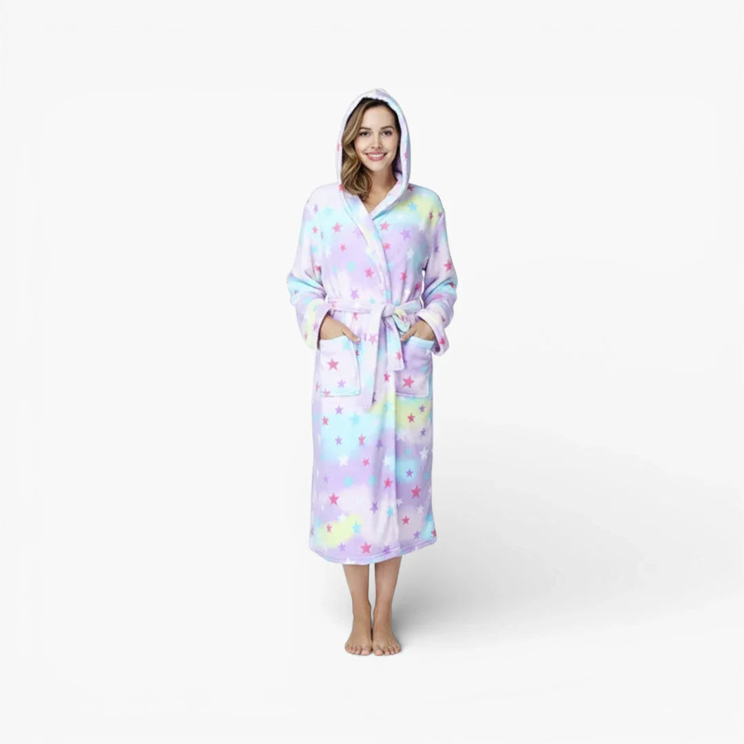Weicher Damen-Bademantel mit Kapuze