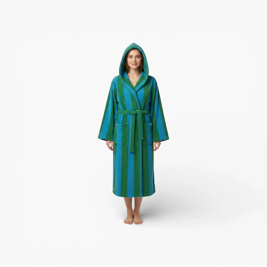 Gestreifter Damen-Bademantel