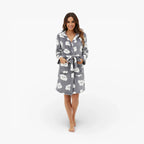 Damen-Bademantel aus Polyester mit Kapuze