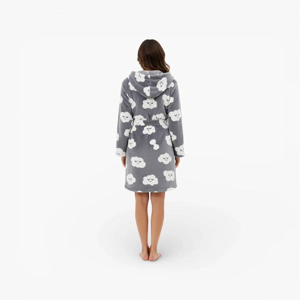 Damen-Bademantel aus Polyester mit Kapuze