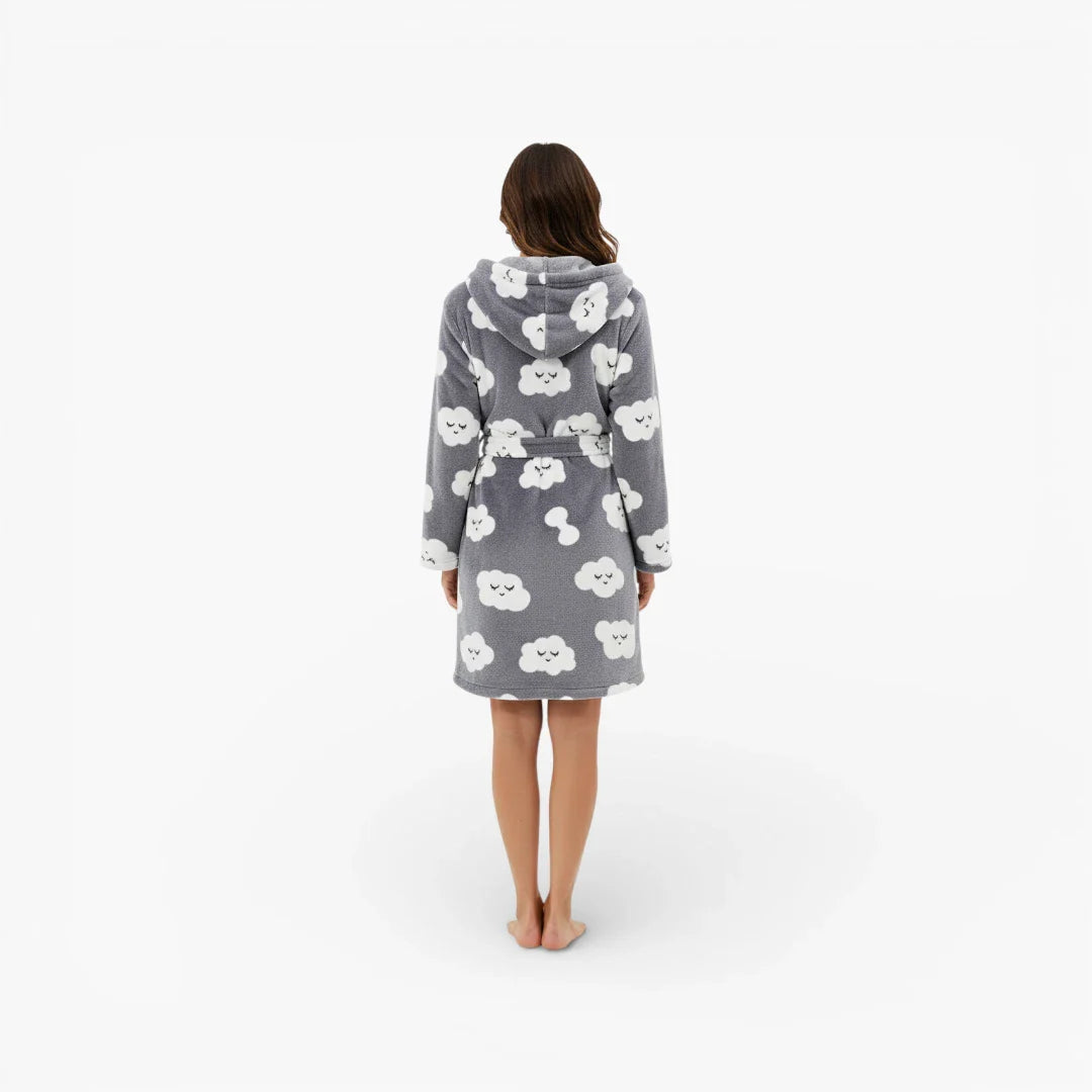 Damen-Bademantel aus Polyester mit Kapuze