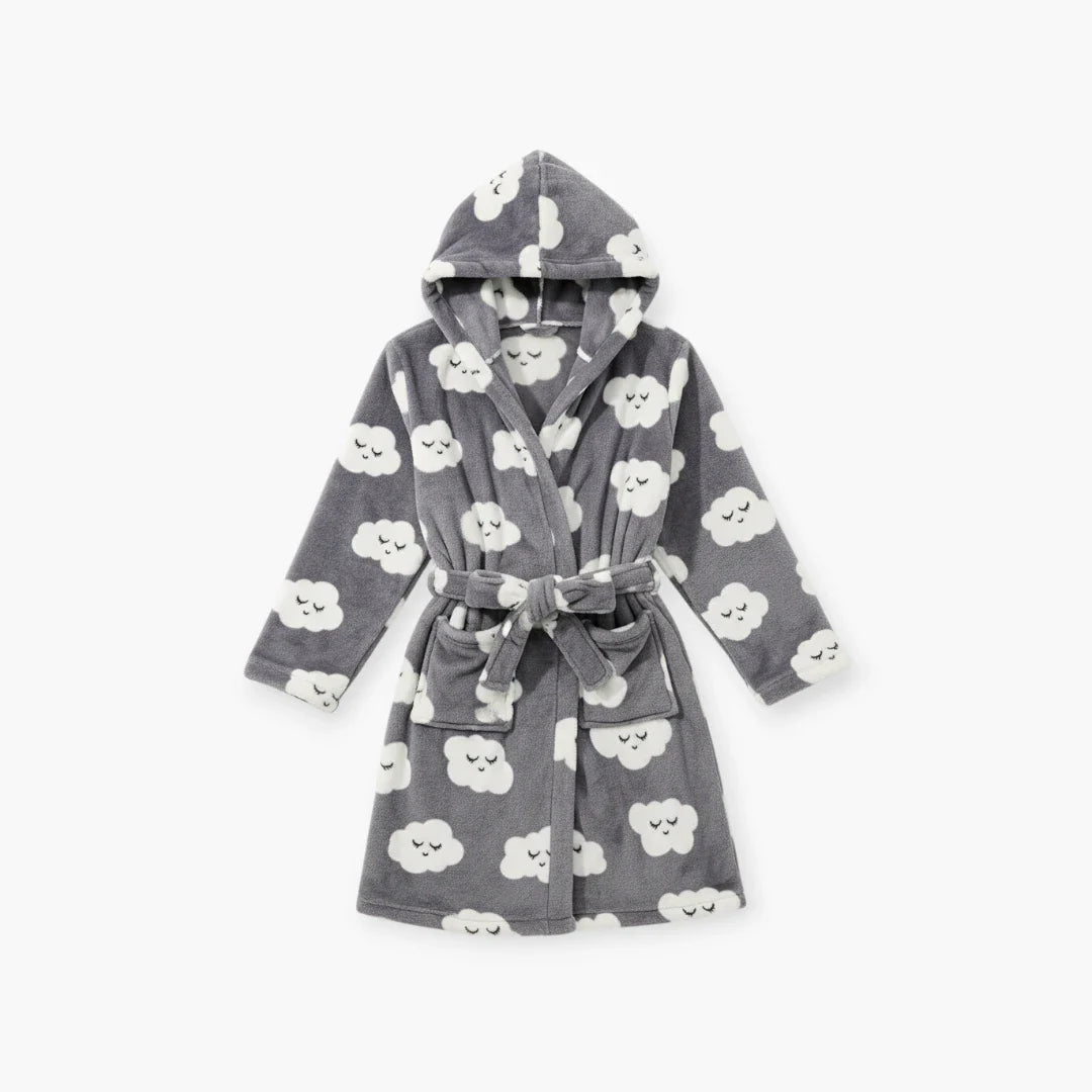 Damen-Bademantel aus Polyester mit Kapuze