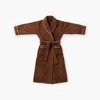 Langer Damen-Peignoir – Dickes braunes Flanell