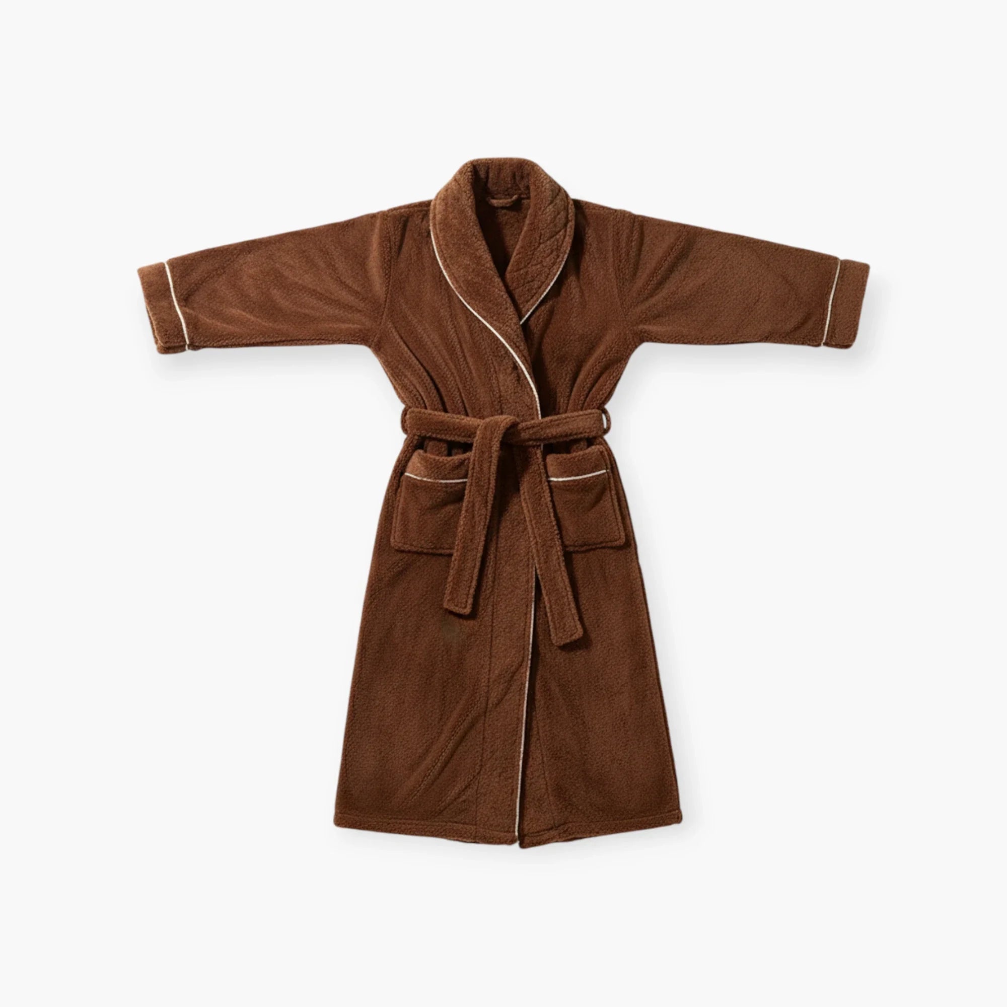 Langer Damen-Peignoir – Dickes braunes Flanell