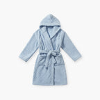 Damen-Nachtmantel Winter – Kapuzen-Fleece in Himmelblau