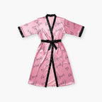 Negligé für Damen in Übergröße aus Satin – Lang Rosa mit Herzmotiv Love