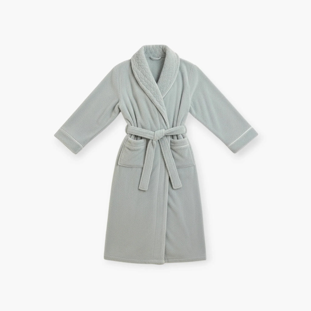 Langer Herrenbademantel – Dicker grauer Flanell