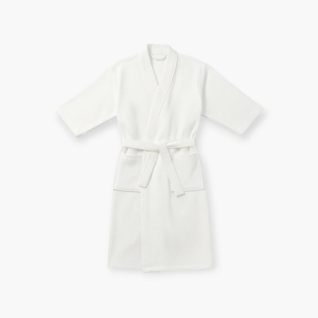 Weißer Herren-Bademantel mit quadratischem Wabenmuster