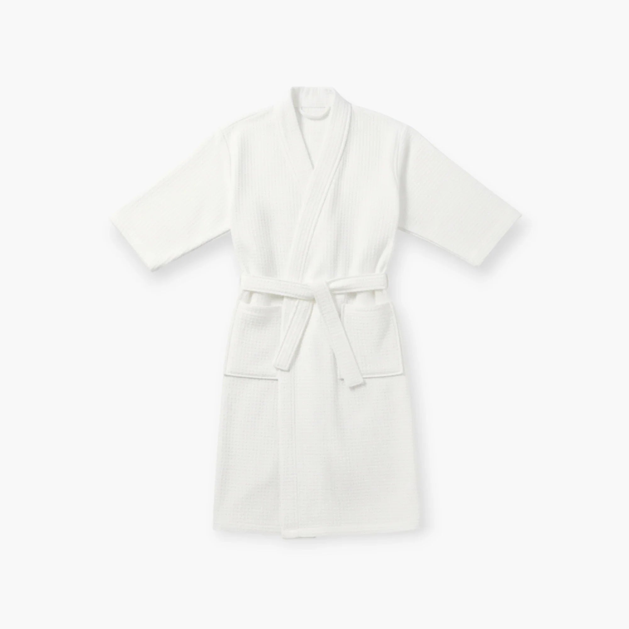 Weißer Herren-Bademantel mit quadratischem Wabenmuster