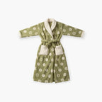 Damen-Bademantel – Grün gepunktet aus Fleece