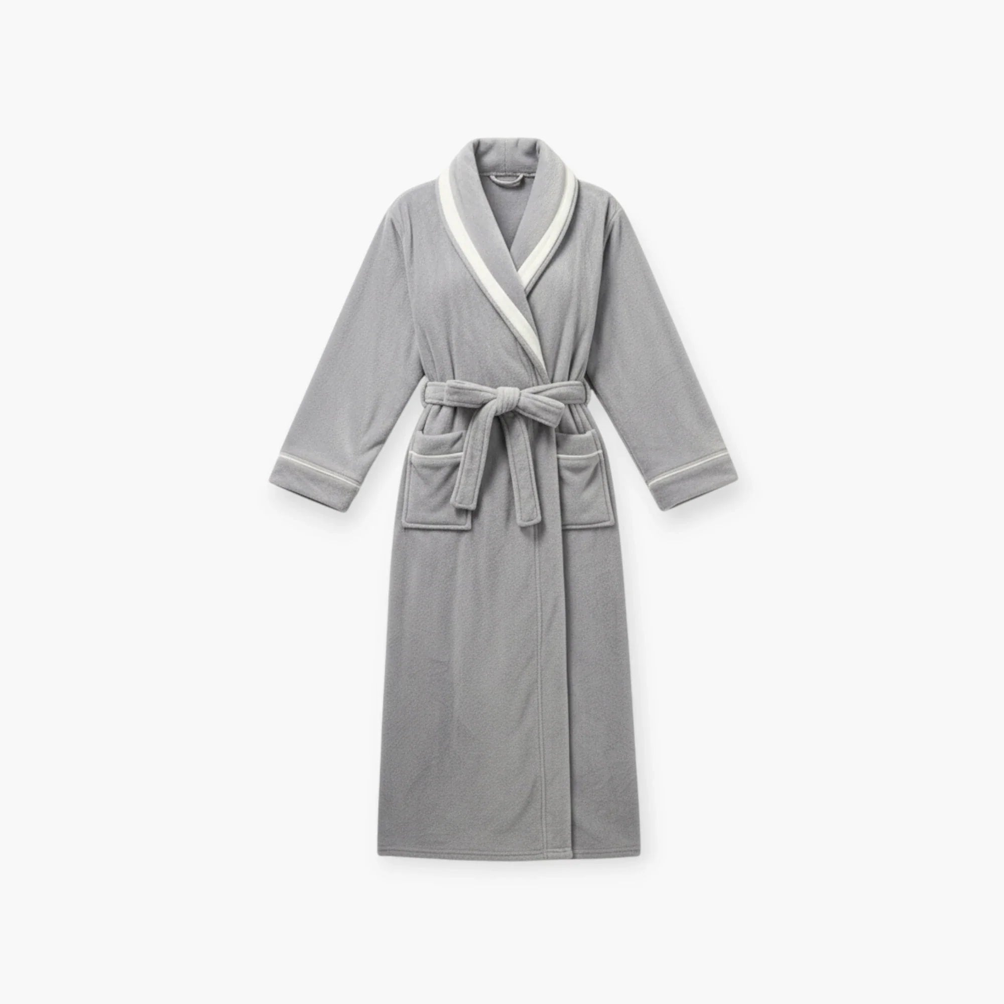 Damen-Lang Bademantel – Grau aus Flanell