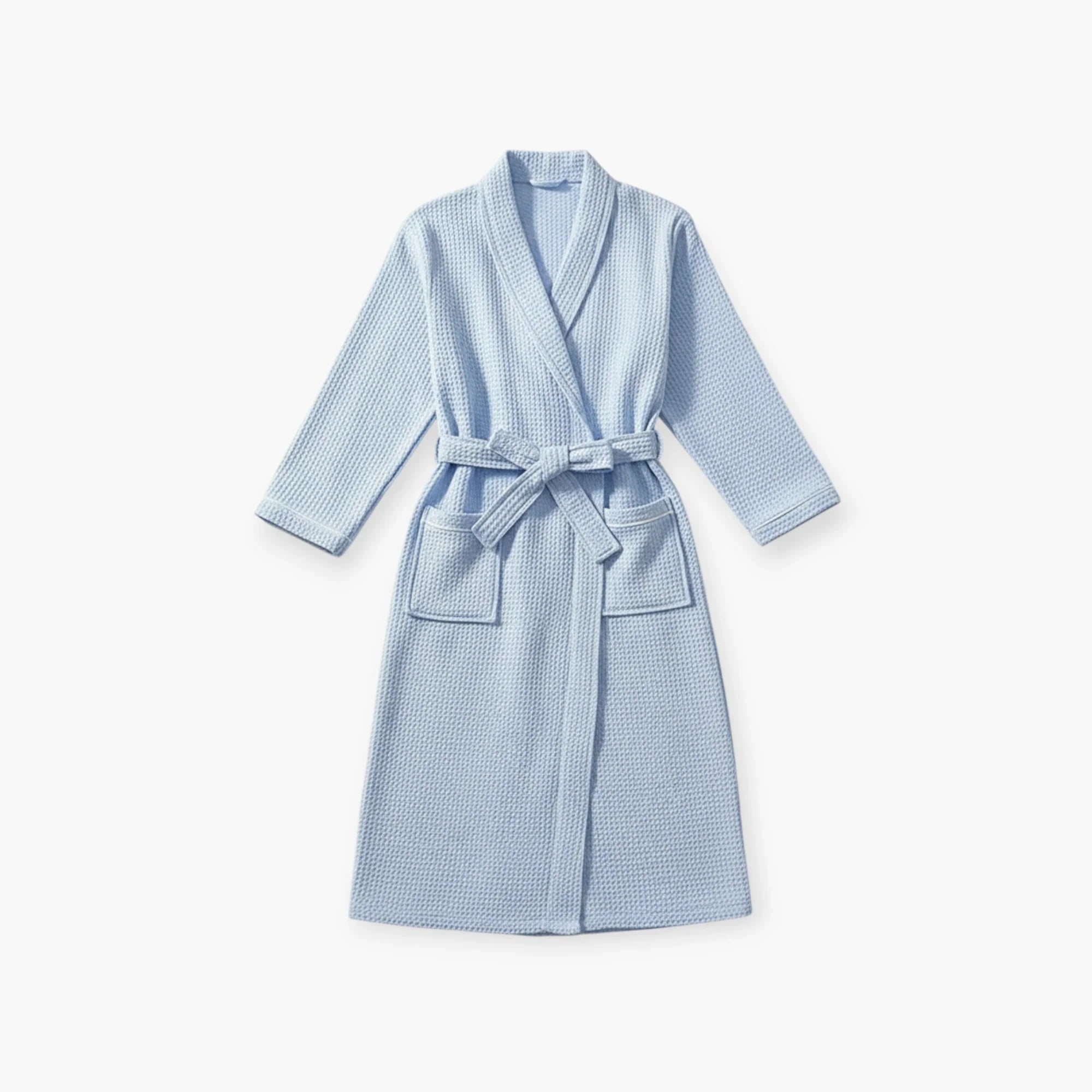 Damen-Bademantel Wabenmuster Blau Lang