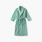 Langer Herrenbademantel – Türkisfarbener Flanell