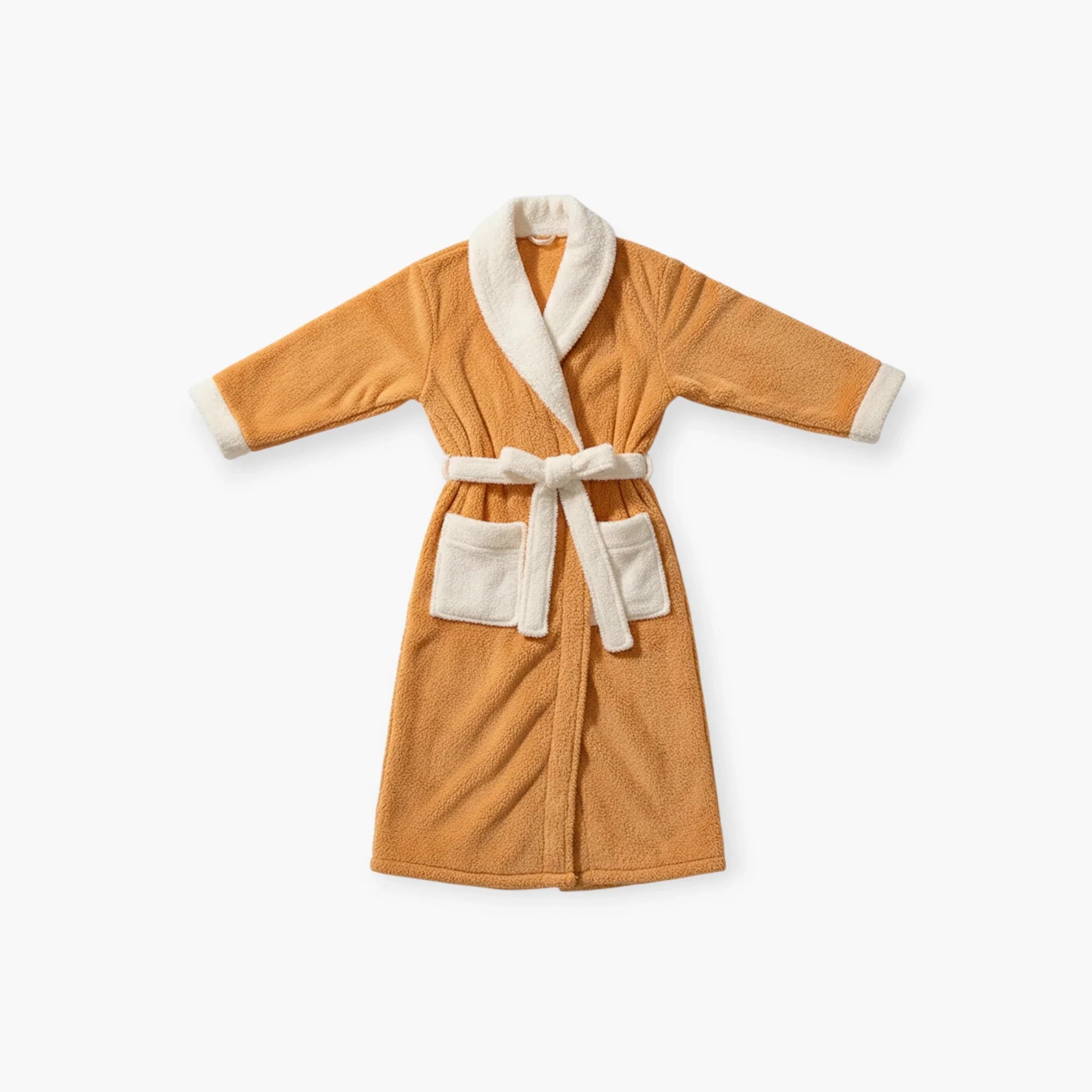 Damen-Bademantel – Lang, Orange, aus Polarfleece