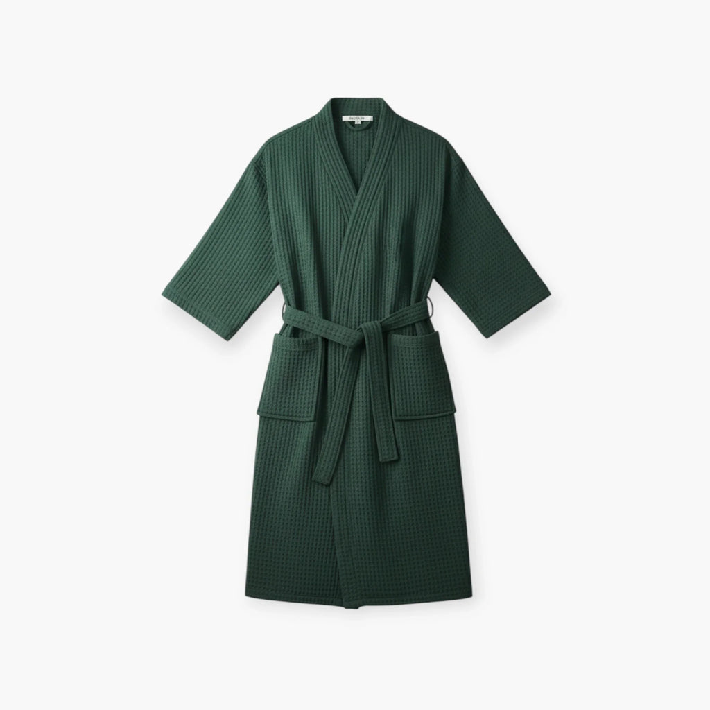 Bademantel aus Baumwolle – Wabengrün