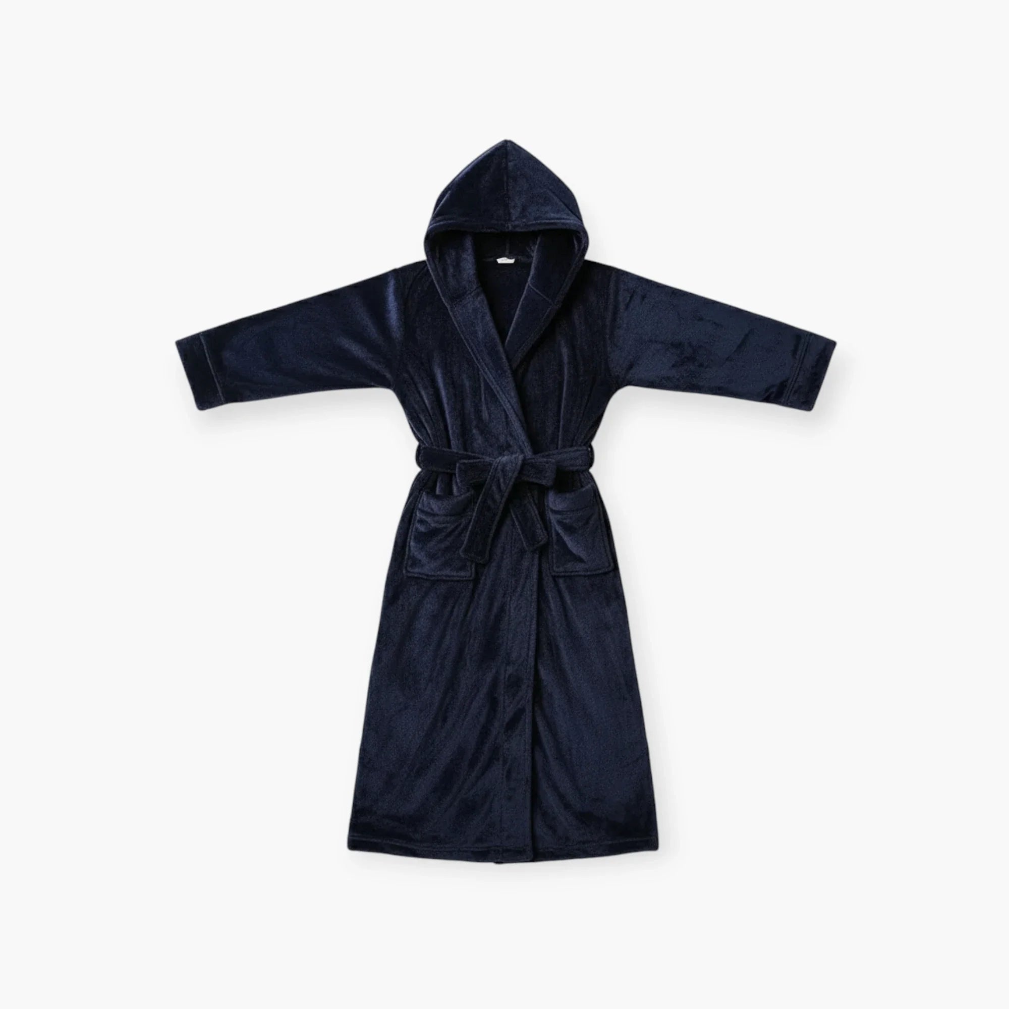 Damen-Winter-Bademantel in Marineblau mit Kapuze