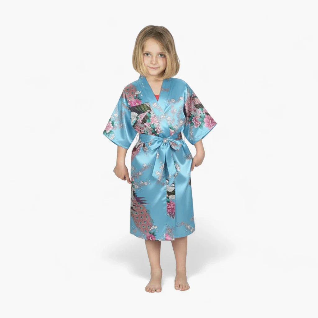 Satin-Bademantel mit Blumenmuster für Mädchen