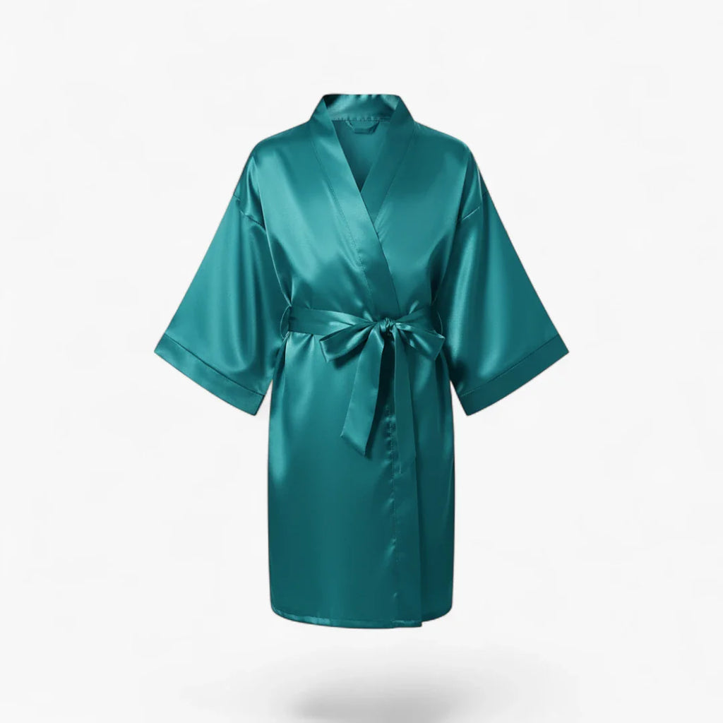 Klassischer blauer Satin-Bademantel für Mädchen