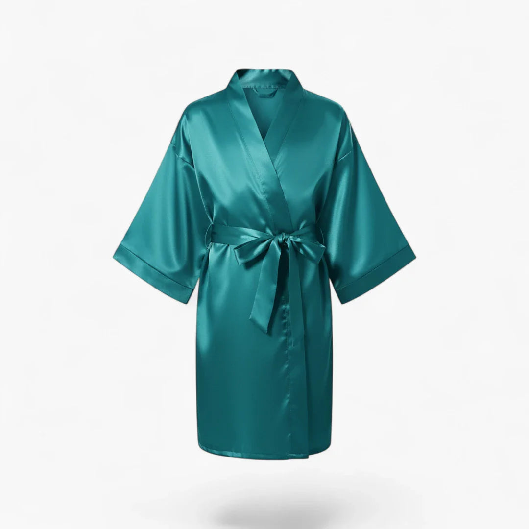 Klassischer blauer Satin-Bademantel für Mädchen