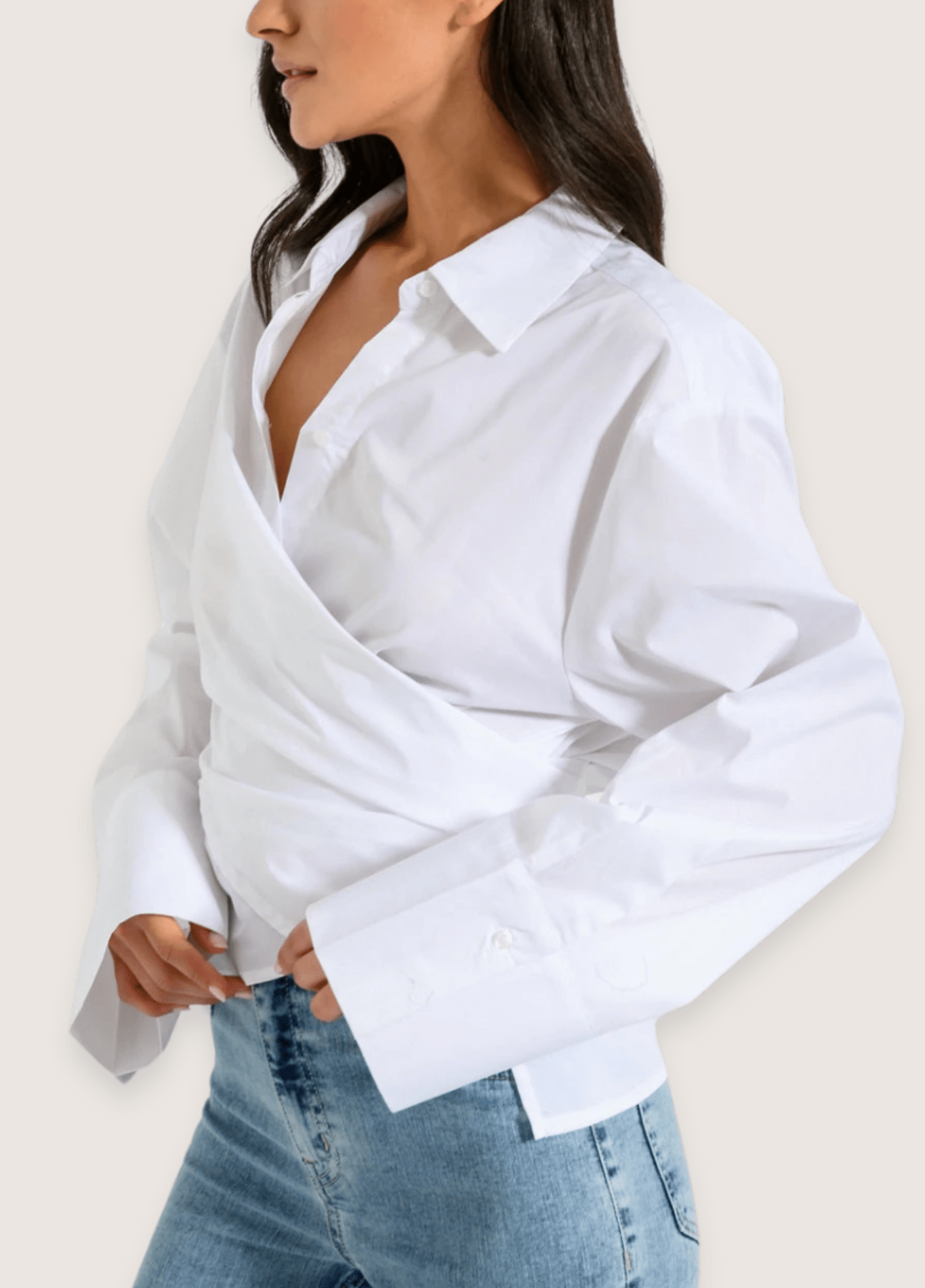 Kurzer weißer Kimono | Wickeljacke