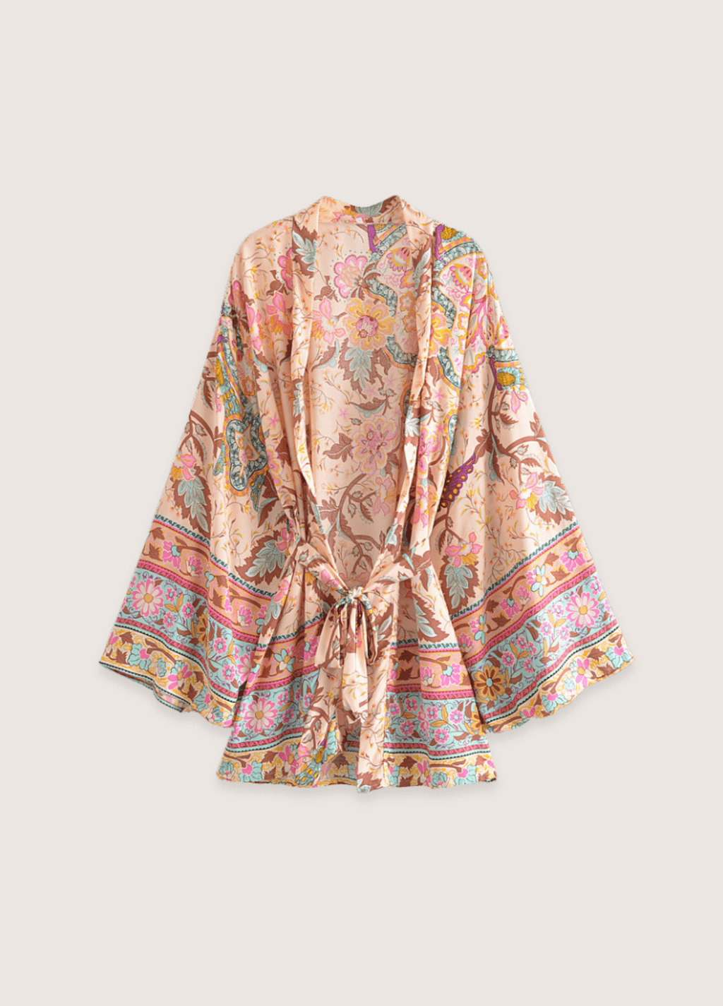 Kurzer Kimono mit farbenfrohem Blumenmuster