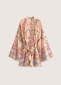 Kurzer Kimono mit farbenfrohem Blumenmuster