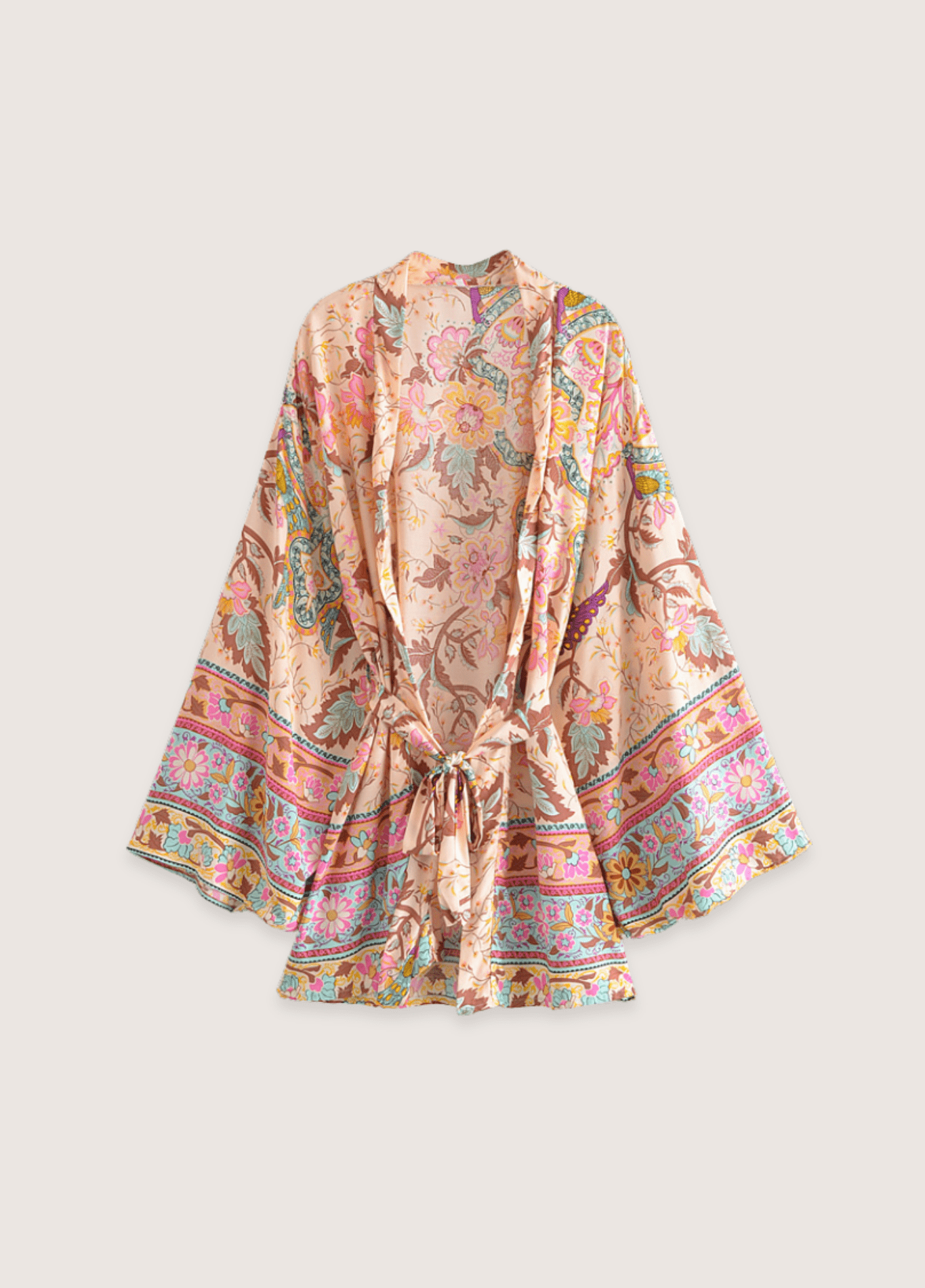 Kurzer Kimono mit farbenfrohem Blumenmuster