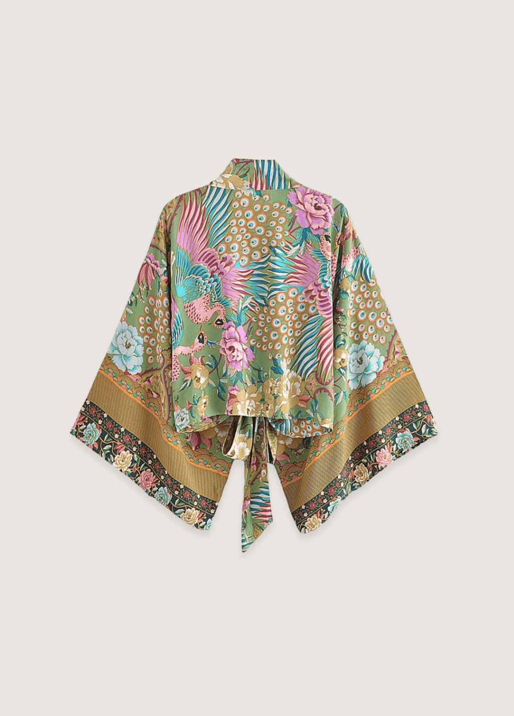 Kurzer Kimono mit Pfauenblumenmuster