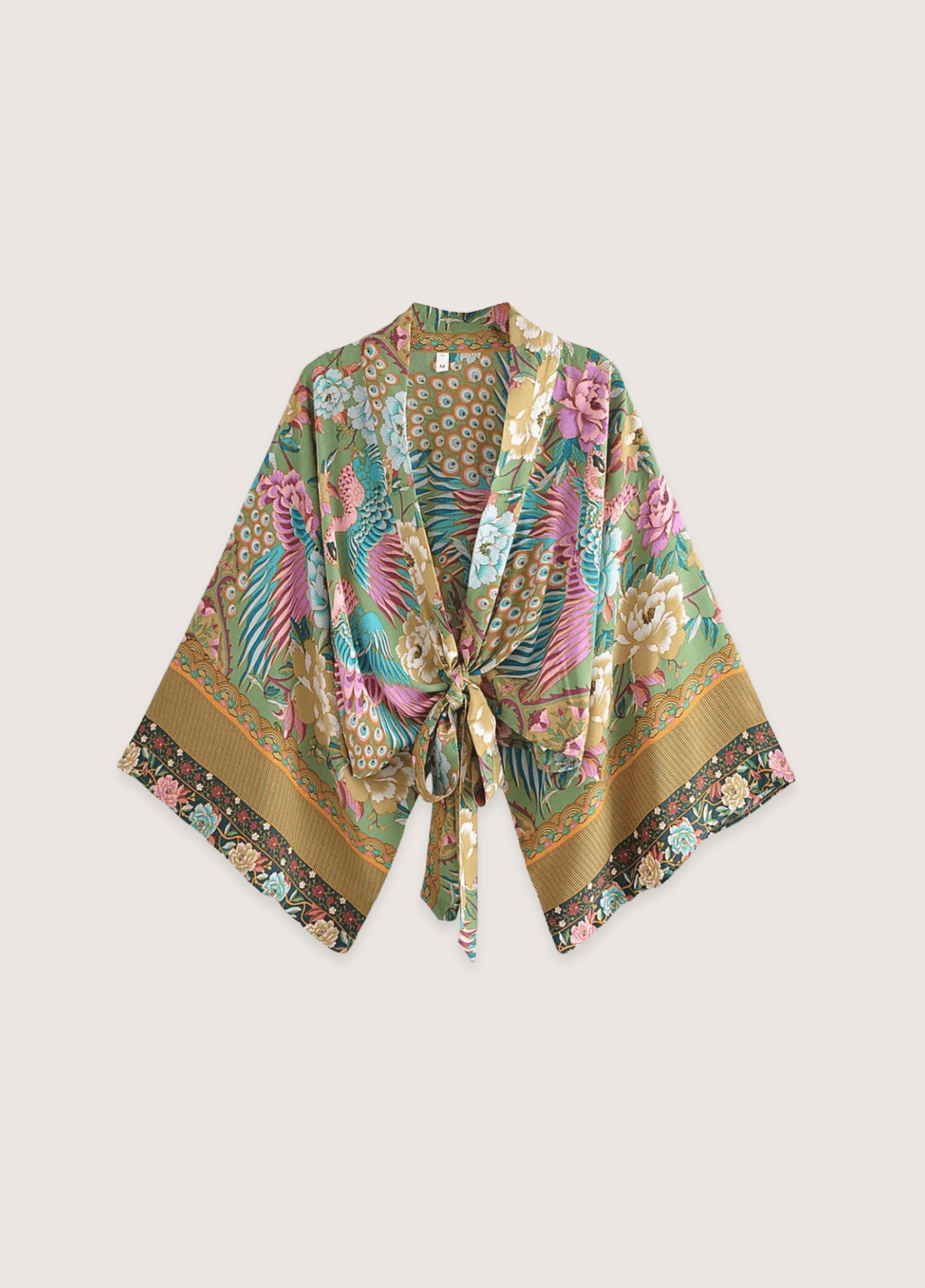 Kurzer Kimono mit Pfauenblumenmuster