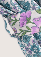 Langer Kimono | Türkis mit Blumenmuster