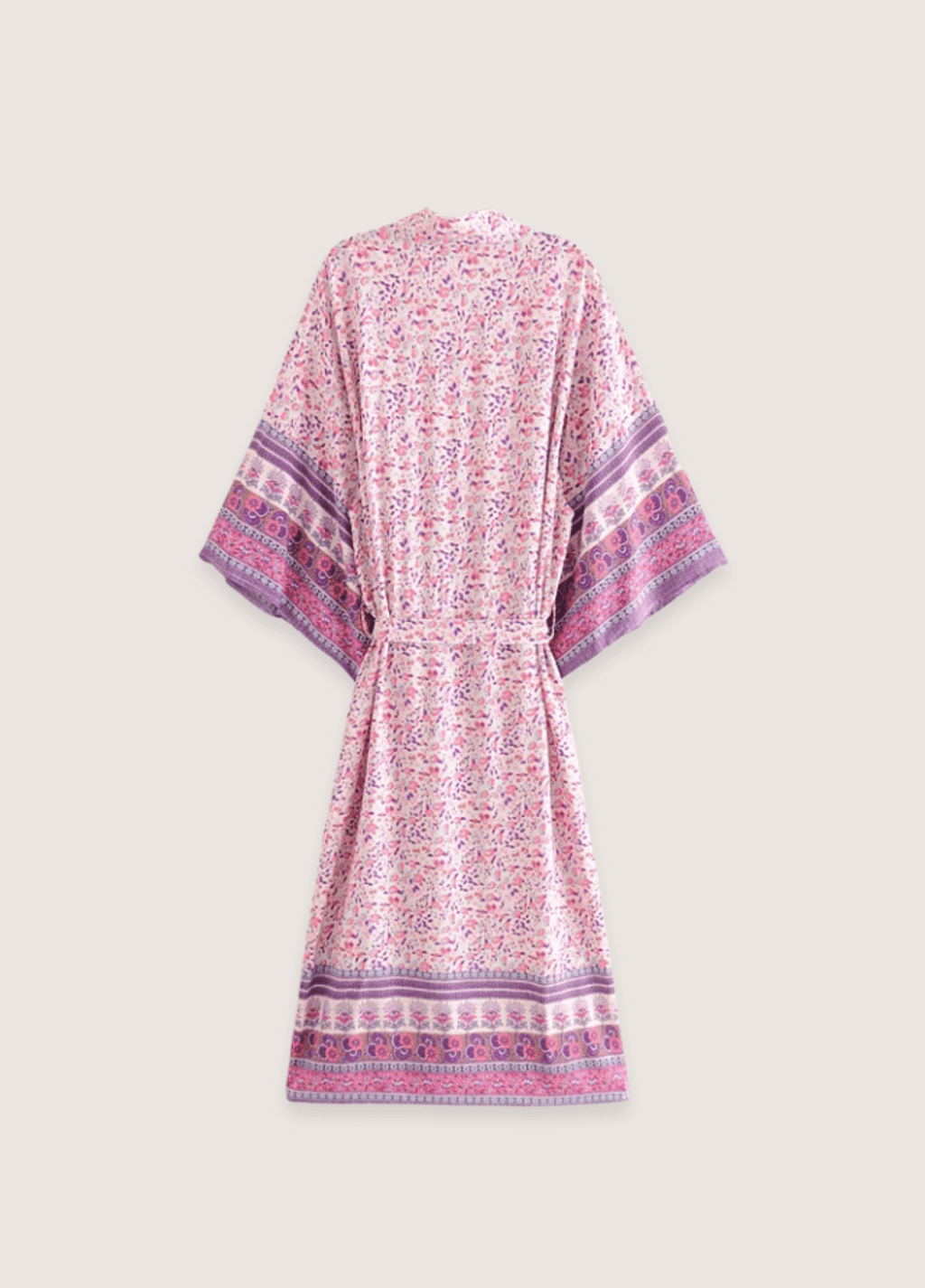 Langer rosa Kimono mit Blumenmuster