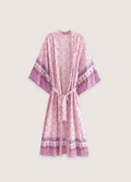 Langer rosa Kimono mit Blumenmuster